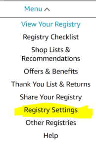 amazon baby registry settings