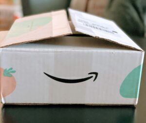 Image of the Amazon baby registry welcome box that I received after setting up my registry.