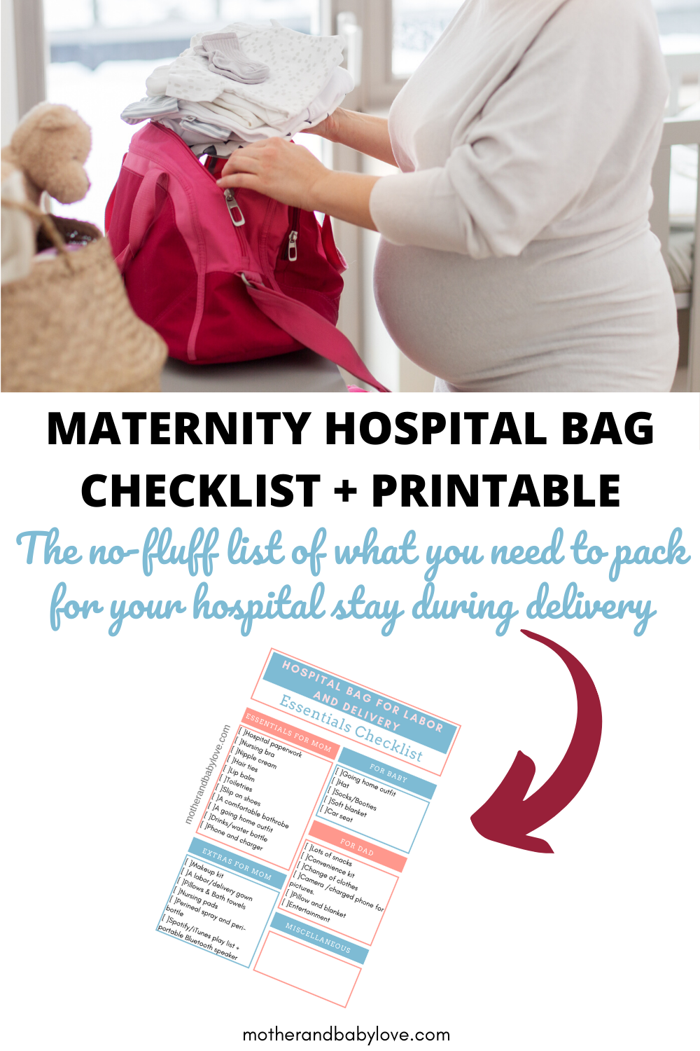 Printable Hospital Bag Checklist For Labor and Delivery What to Pack