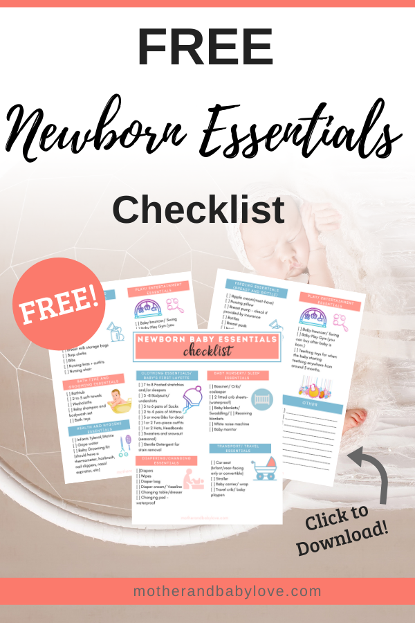 Free Newborn Essentials checklist printable. 