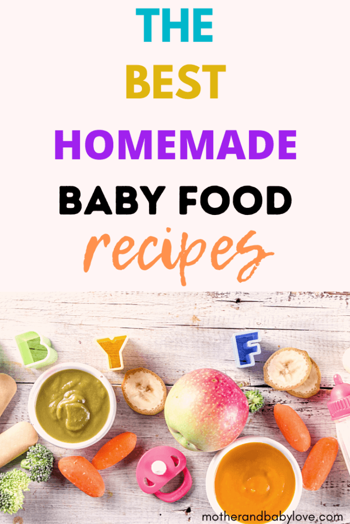 best homemade baby food recipes graphic with apple puree 