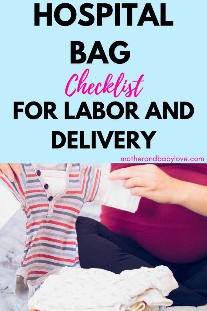 hospital bag checklist for labor and delivery -pregnant woman holding a baby clothe