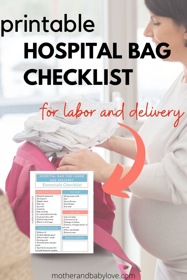 Printable Hospital Bag Checklist For Labor and Delivery What to Pack