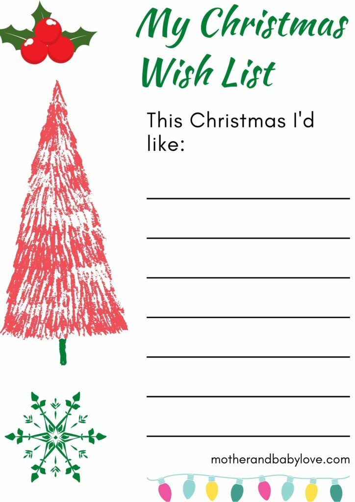 Christmas wish list and letter to Santa free printables