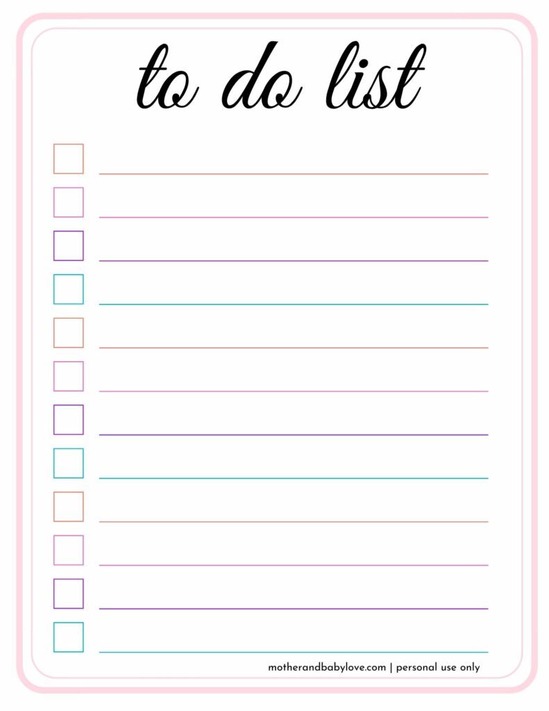 colorful daily to do list free printable