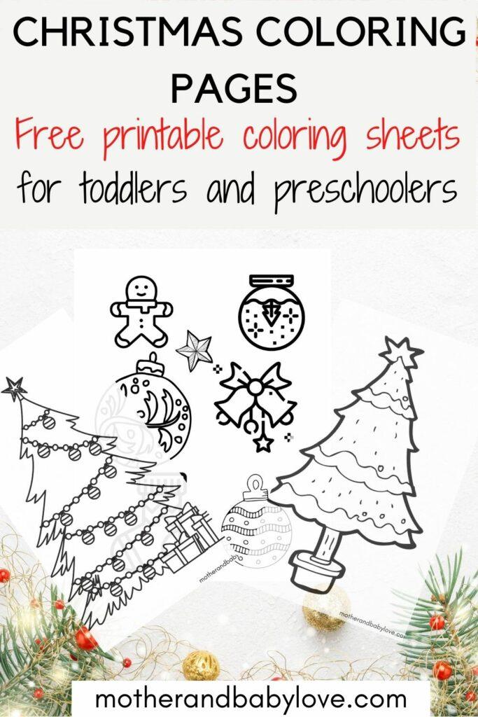 Christmas printable coloring pages.  Free printable coloring sheets for toddlers and preschoolers